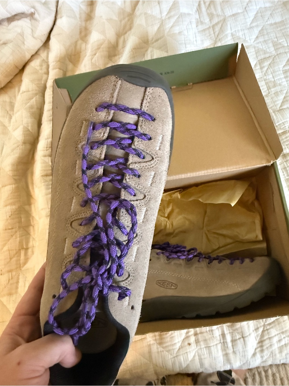 Keen Tan Sneakers with Purple Laces - Picture 2 of 5